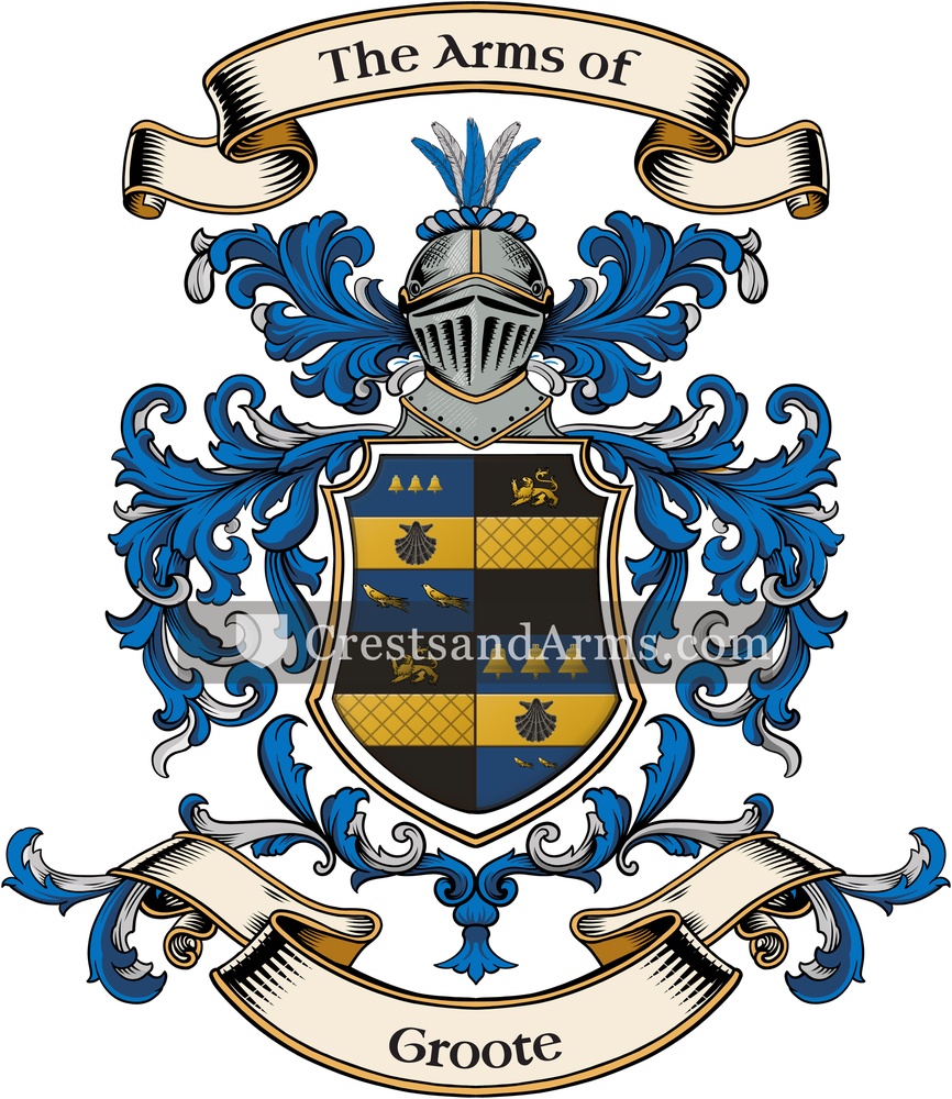The Groote coat of arms, drawn from the recorded blazon