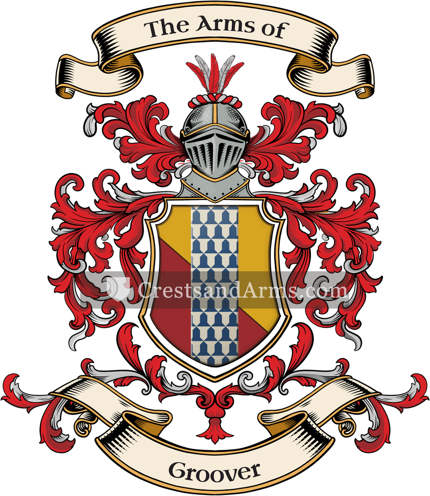 The Groover coat of arms, drawn from the recorded blazon