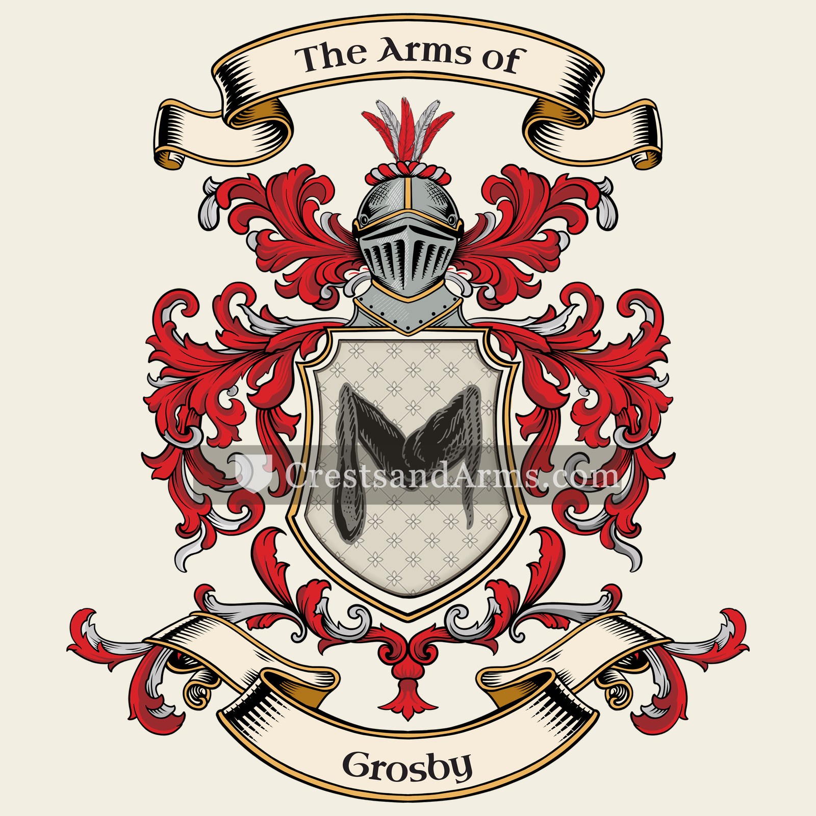 The Grosby coat of arms, drawn from the recorded blazon