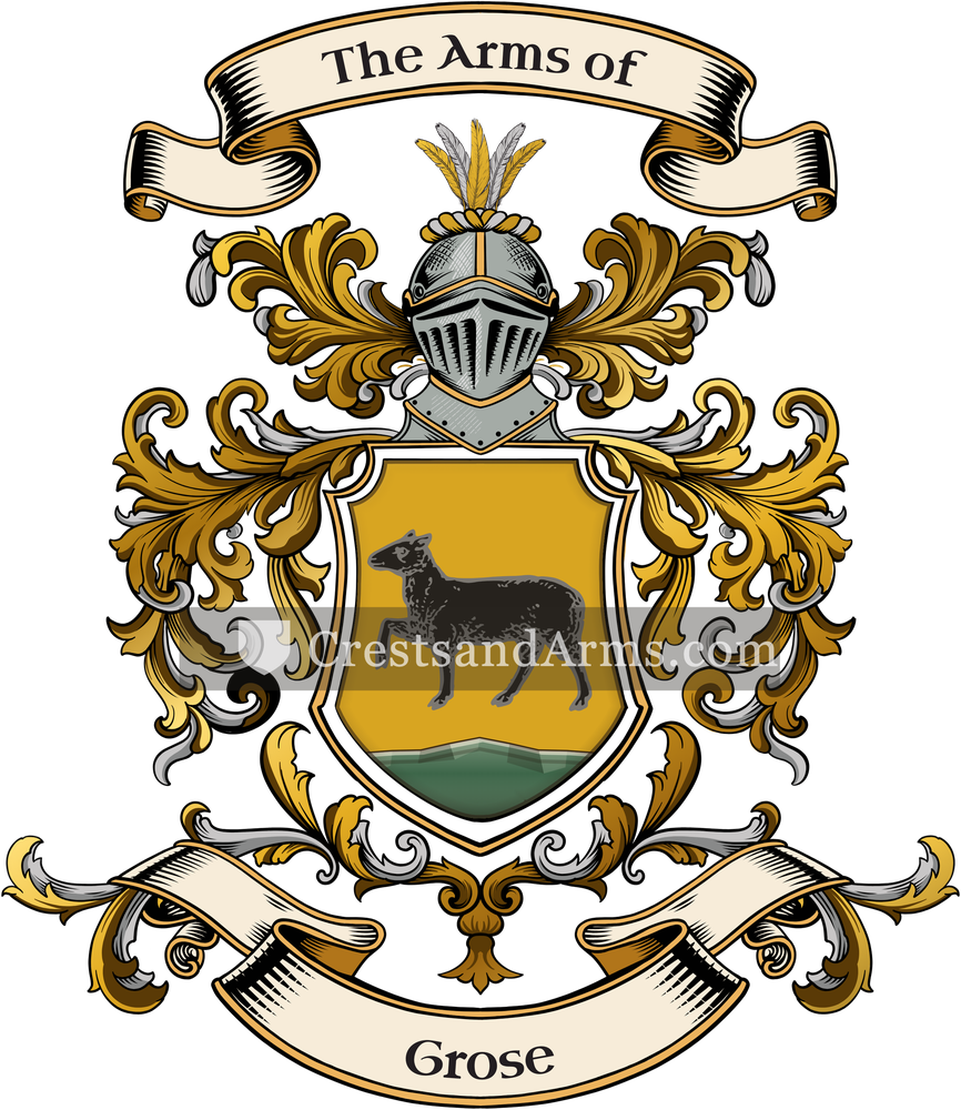 The Grose coat of arms, drawn from the recorded blazon