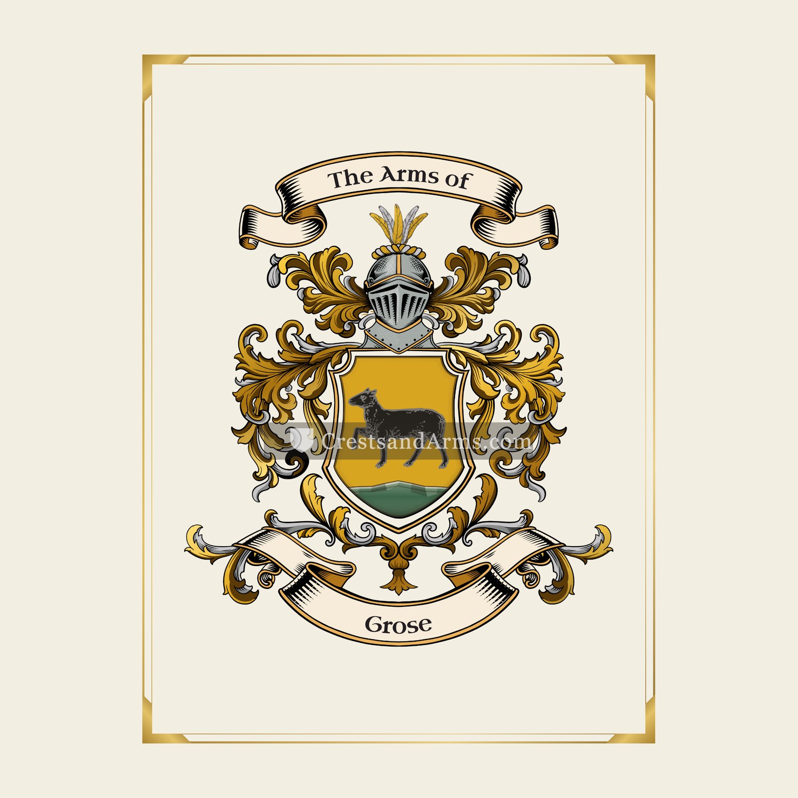 With gold border