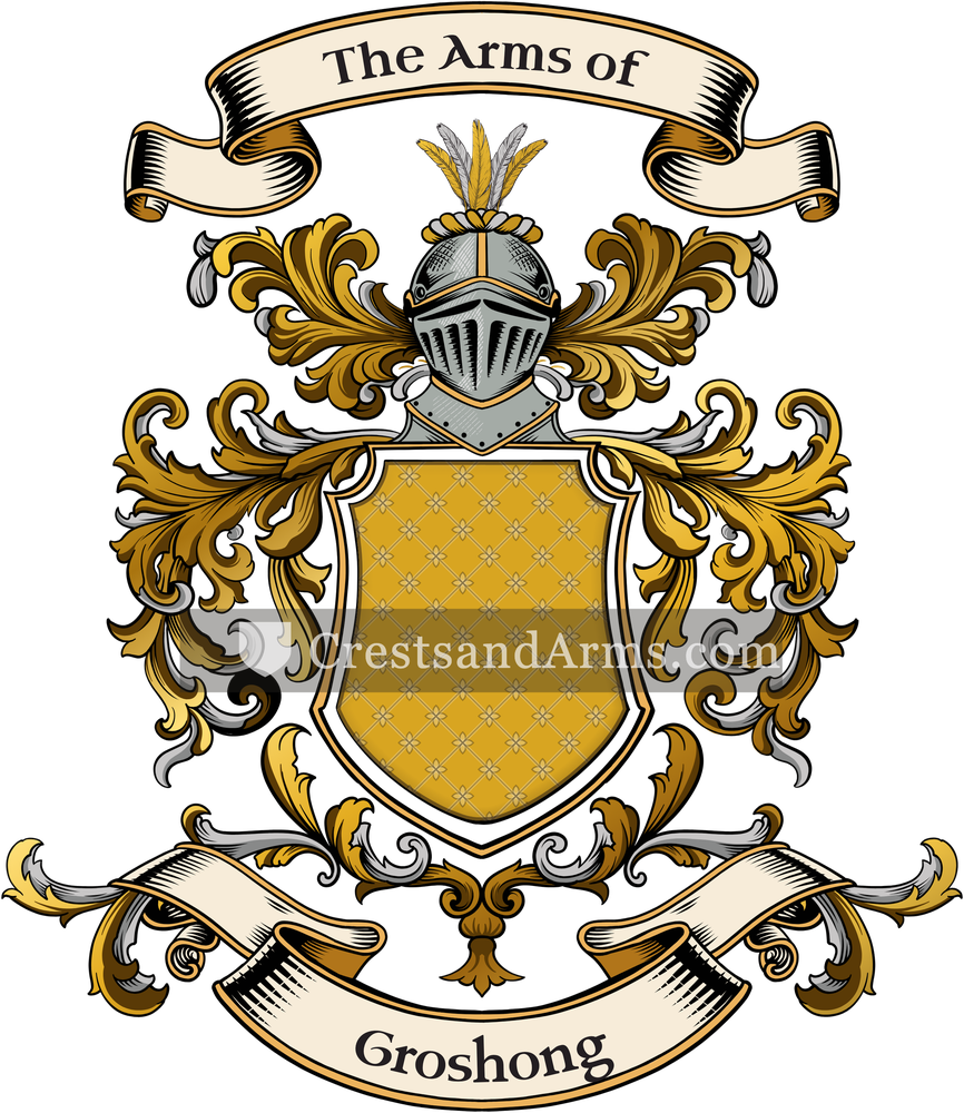The Groshong coat of arms, drawn from the recorded blazon