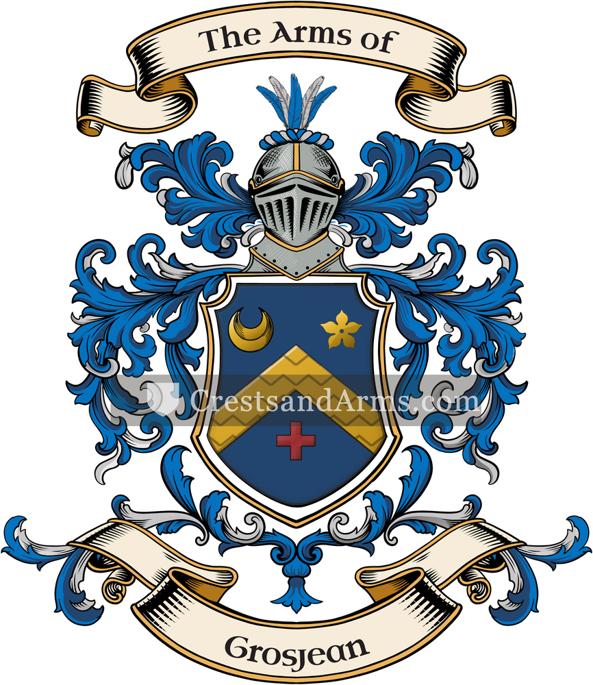 The Grosjean coat of arms, drawn from the recorded blazon