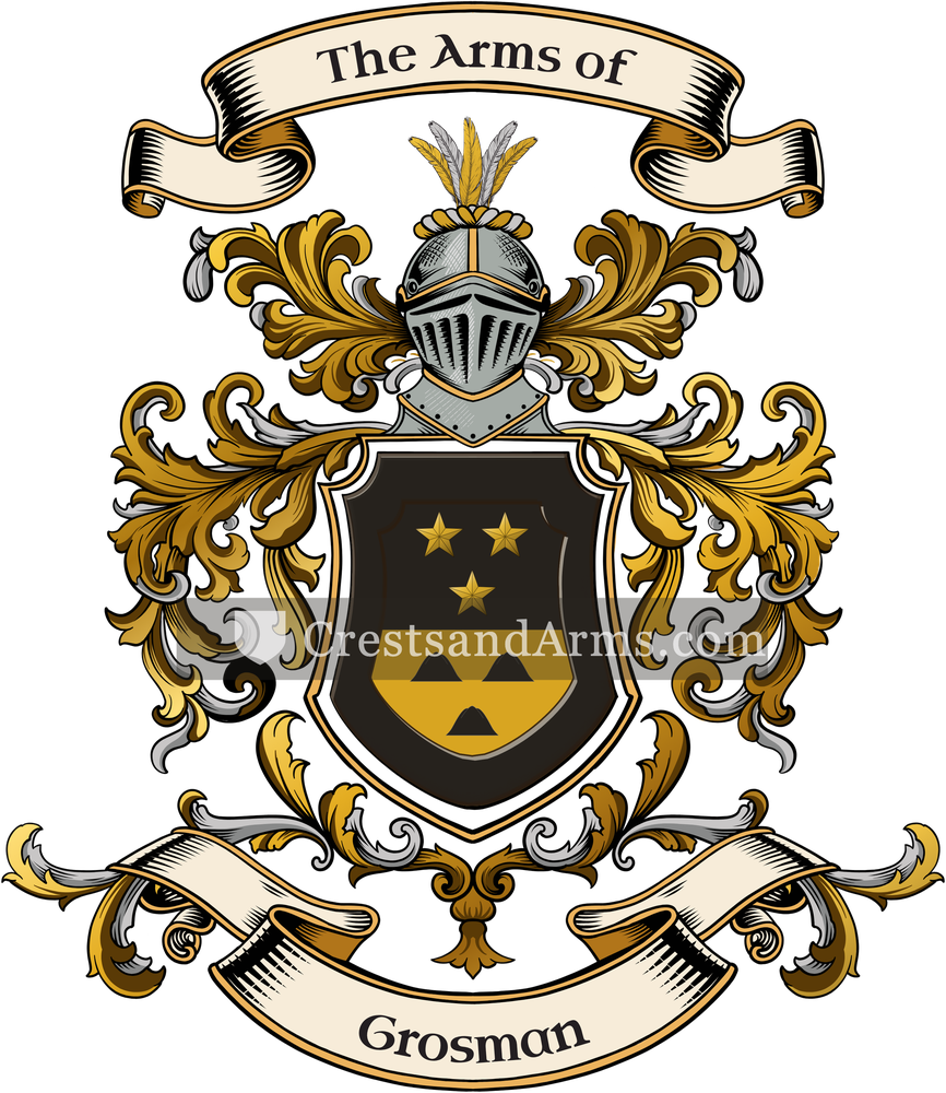 The Grosman coat of arms, drawn from the recorded blazon
