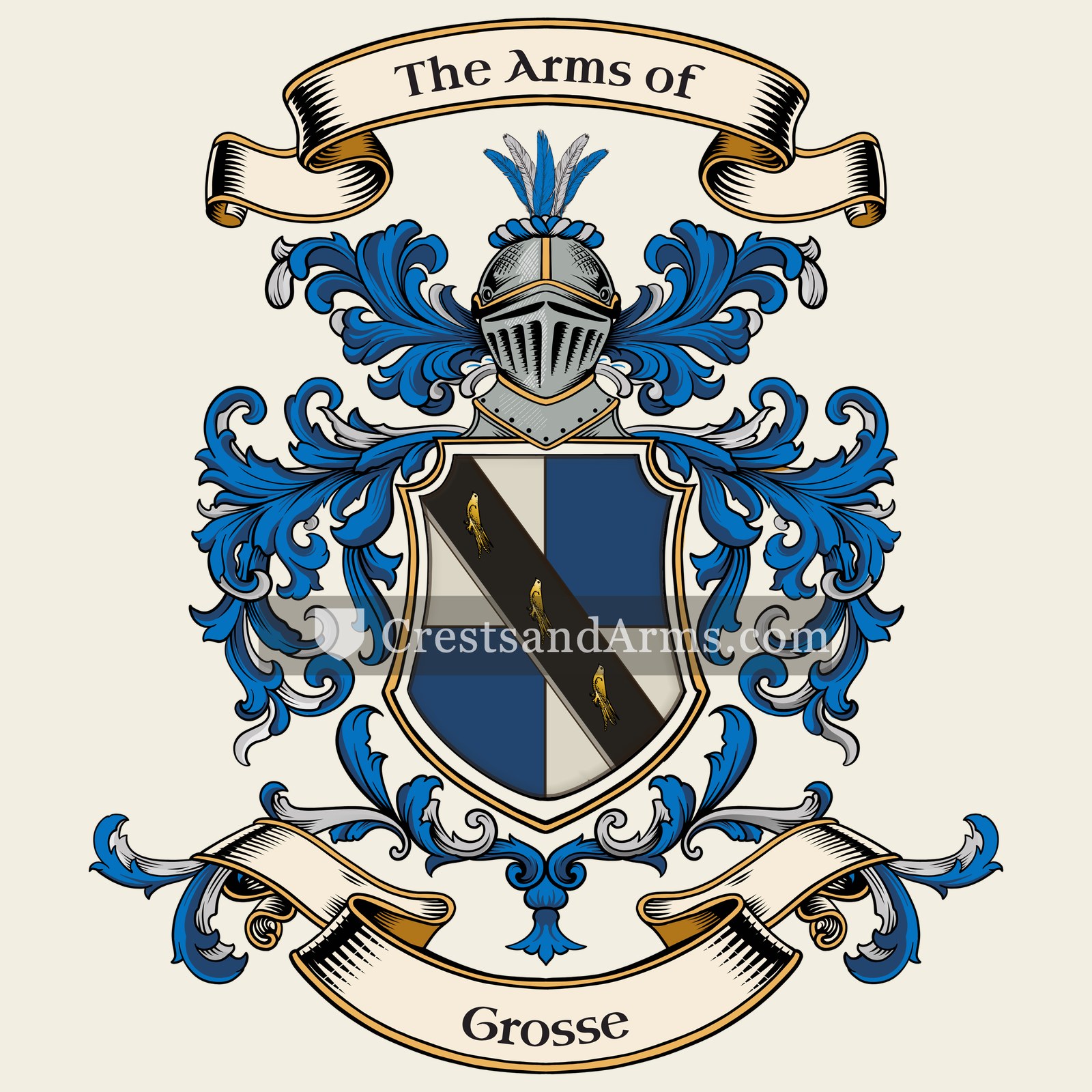 The Grosse coat of arms, drawn from the recorded blazon