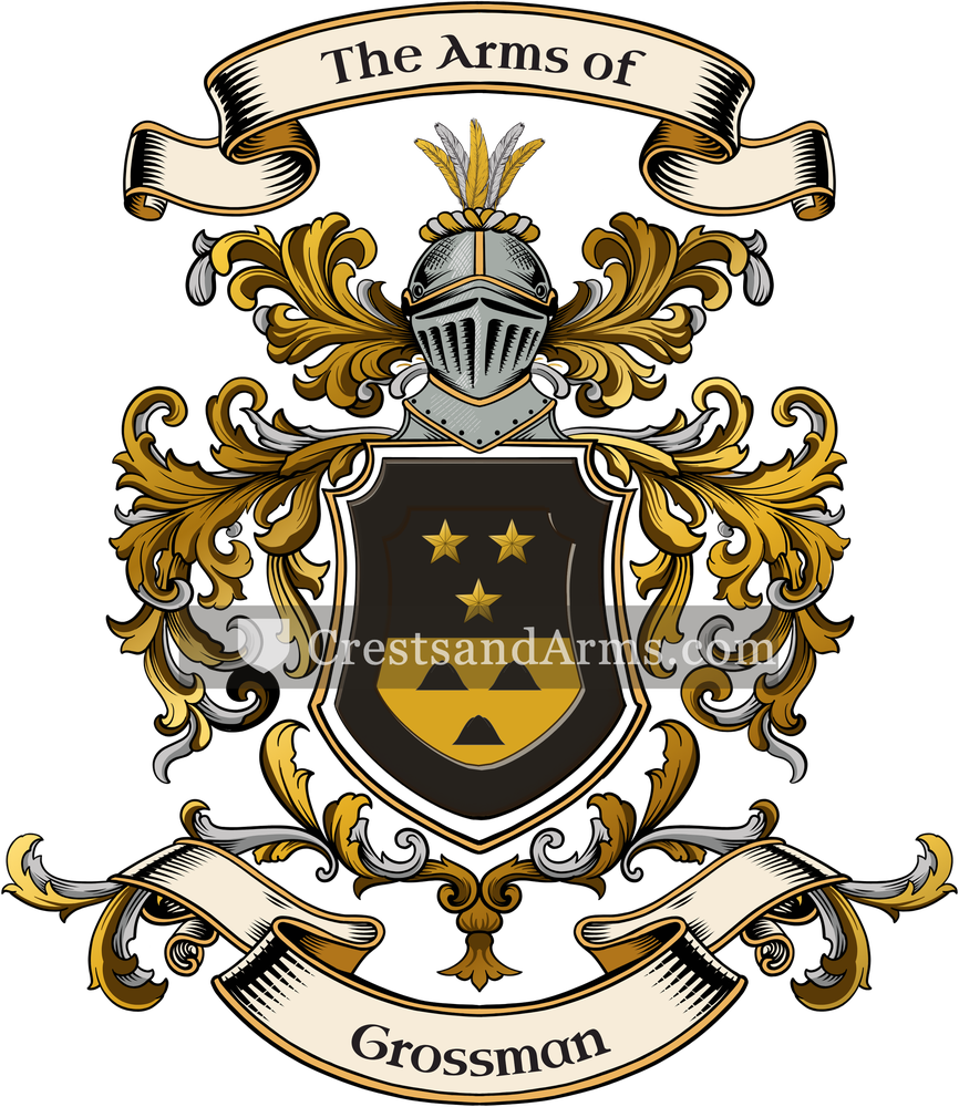 The Grossman coat of arms, drawn from the recorded blazon