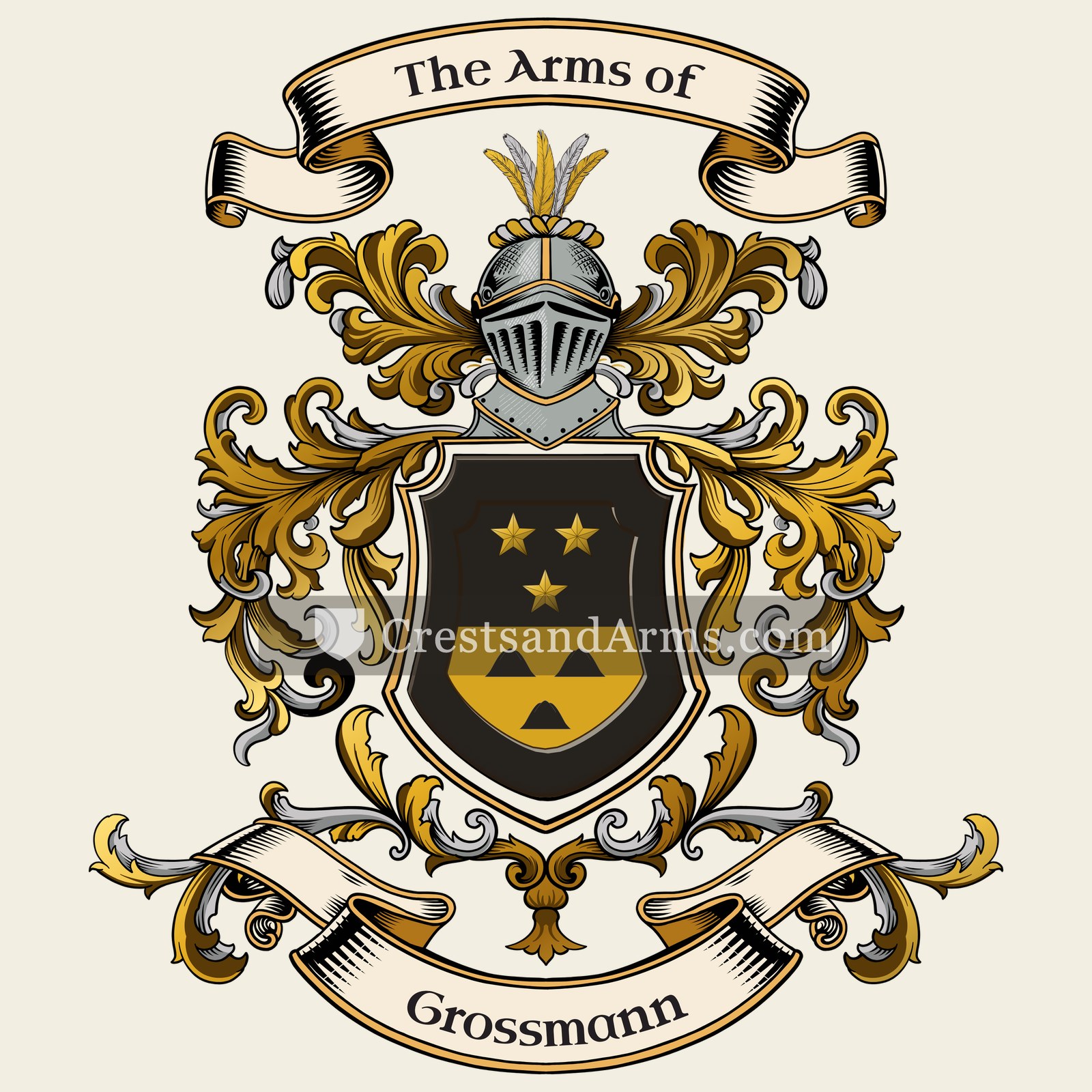 The Grossmann coat of arms, drawn from the recorded blazon