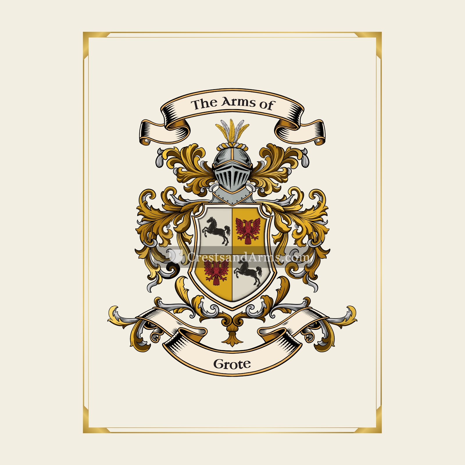 With gold border