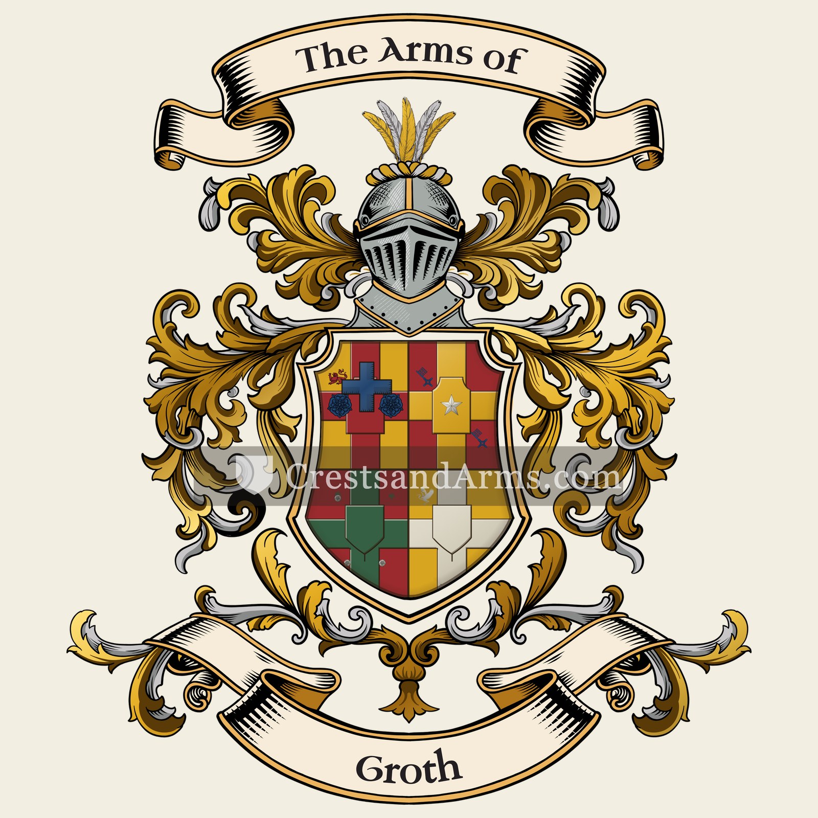 The Groth coat of arms, drawn from the recorded blazon