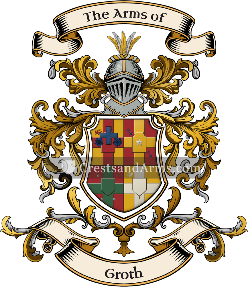 The Groth coat of arms, drawn from the recorded blazon