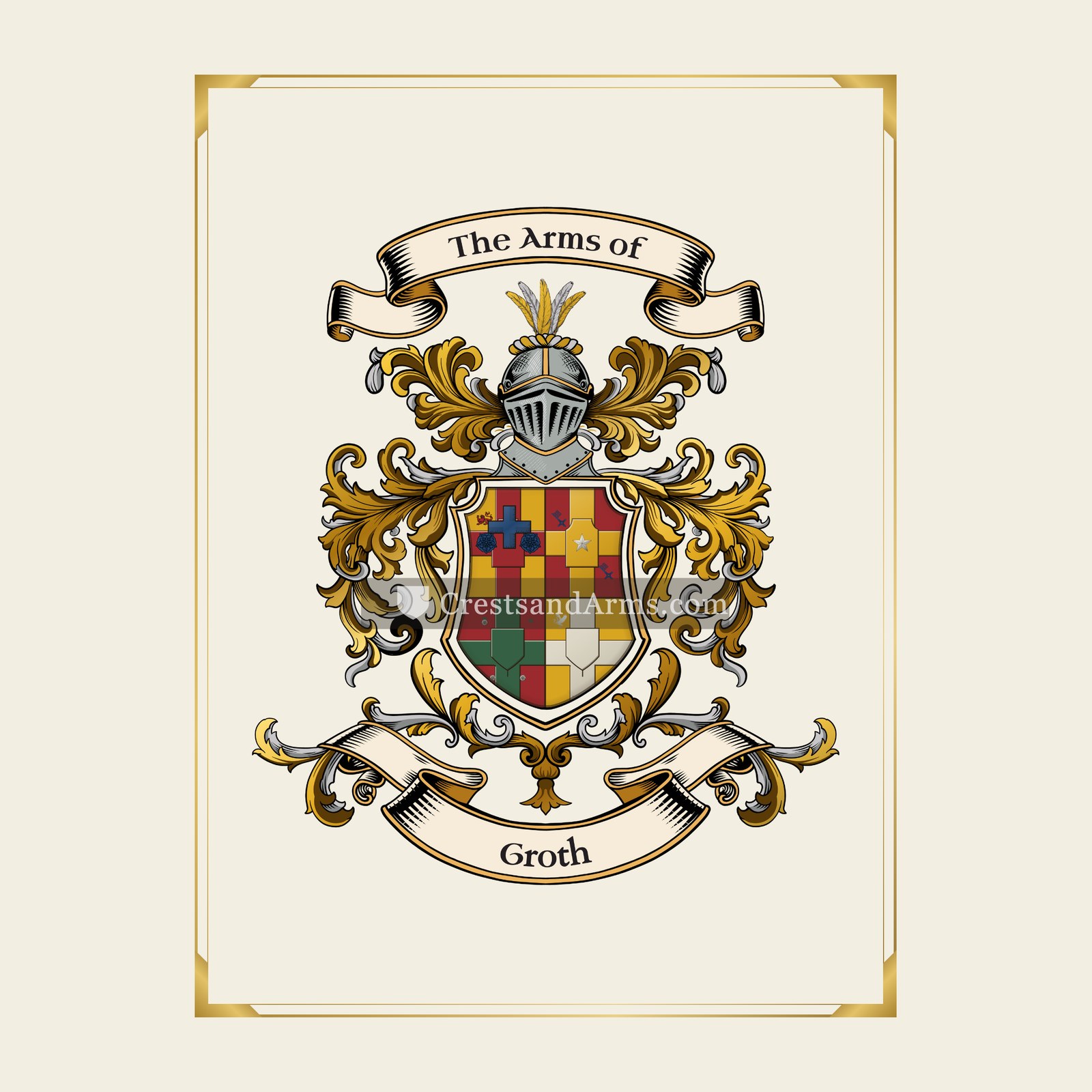 With gold border