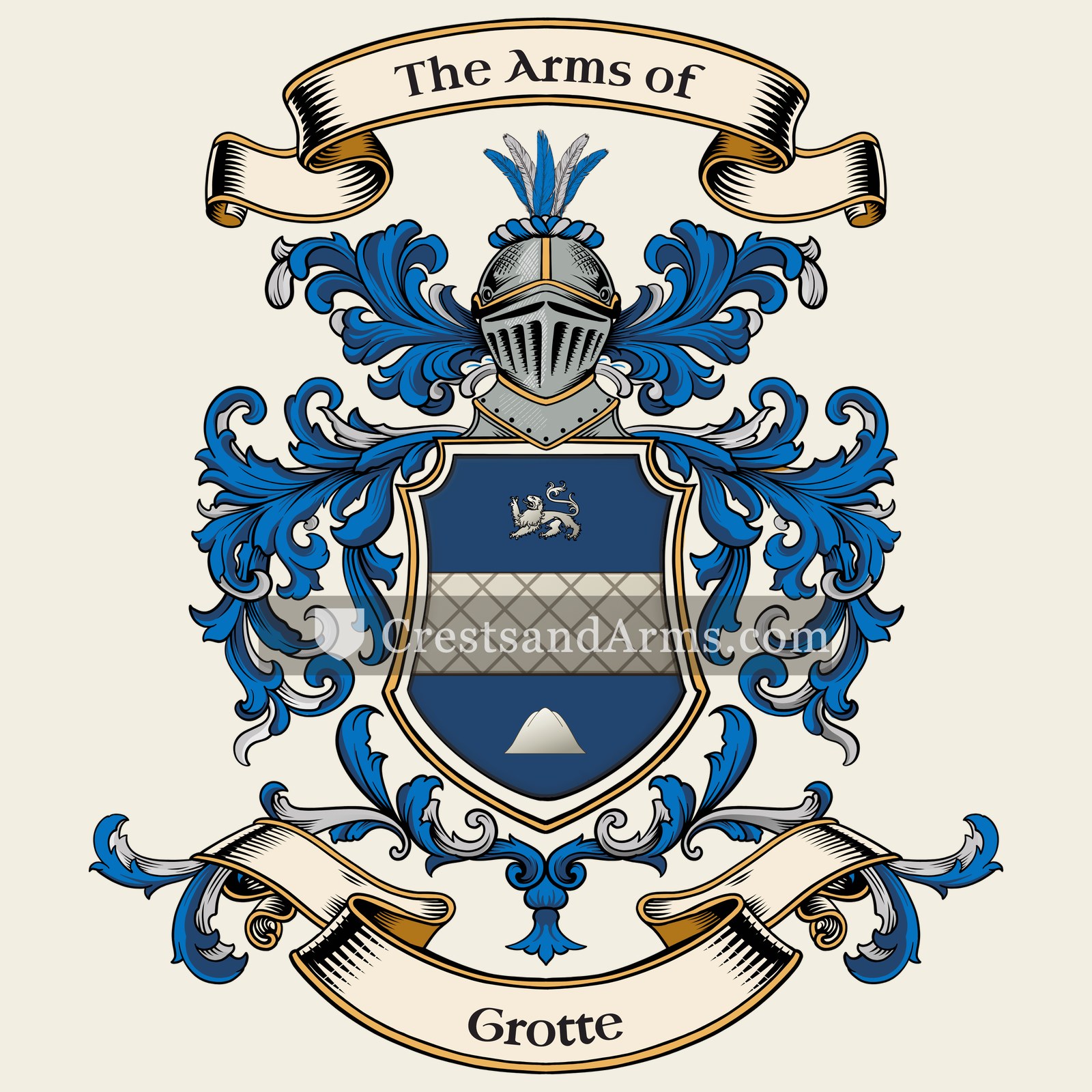 The Grotte coat of arms, drawn from the recorded blazon