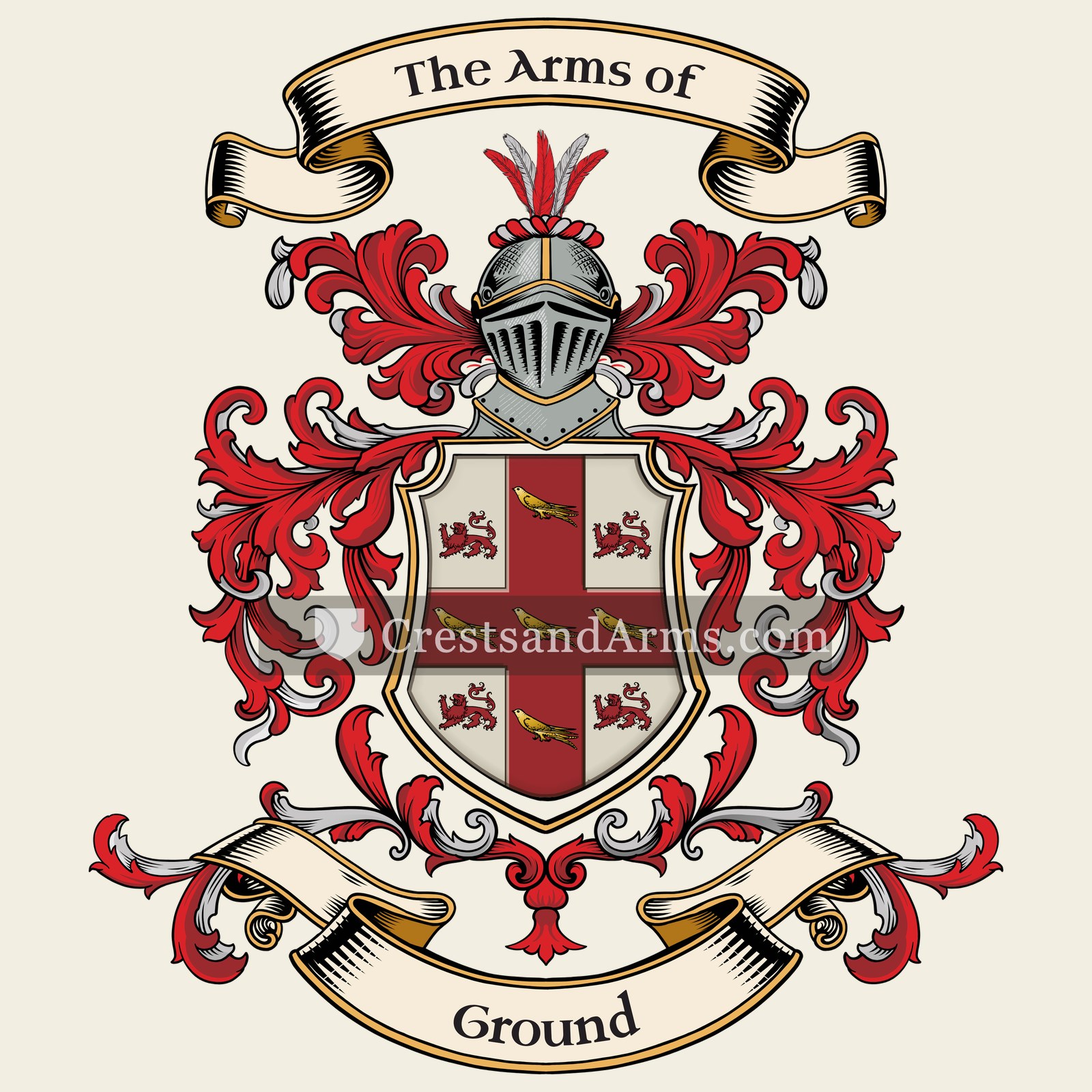 The Ground coat of arms, drawn from the recorded blazon