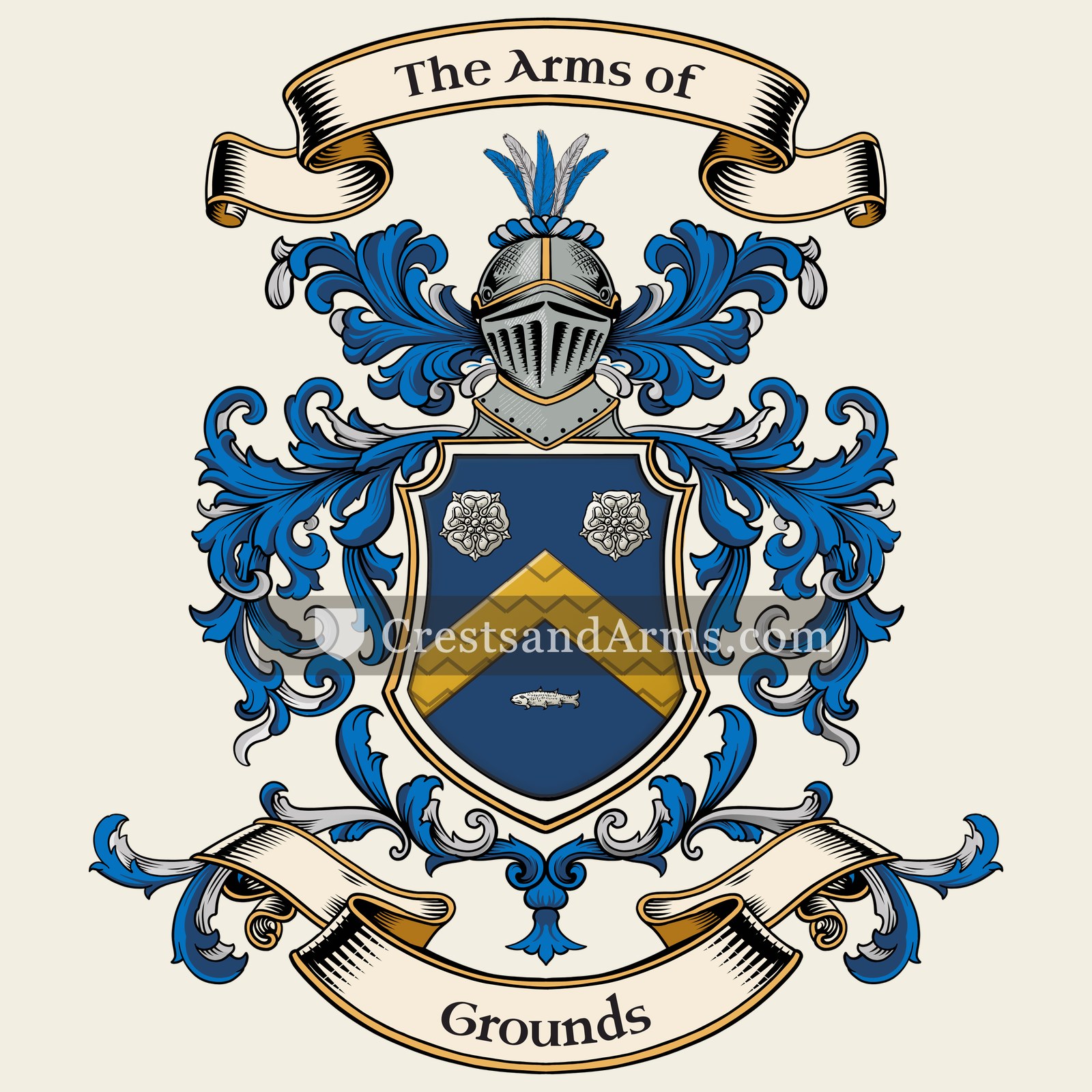 The Grounds coat of arms, drawn from the recorded blazon