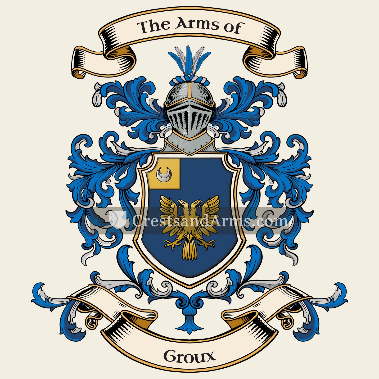 The Groux coat of arms, drawn from the recorded blazon