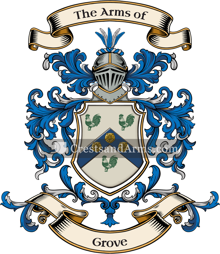 The Grove coat of arms, drawn from the recorded blazon