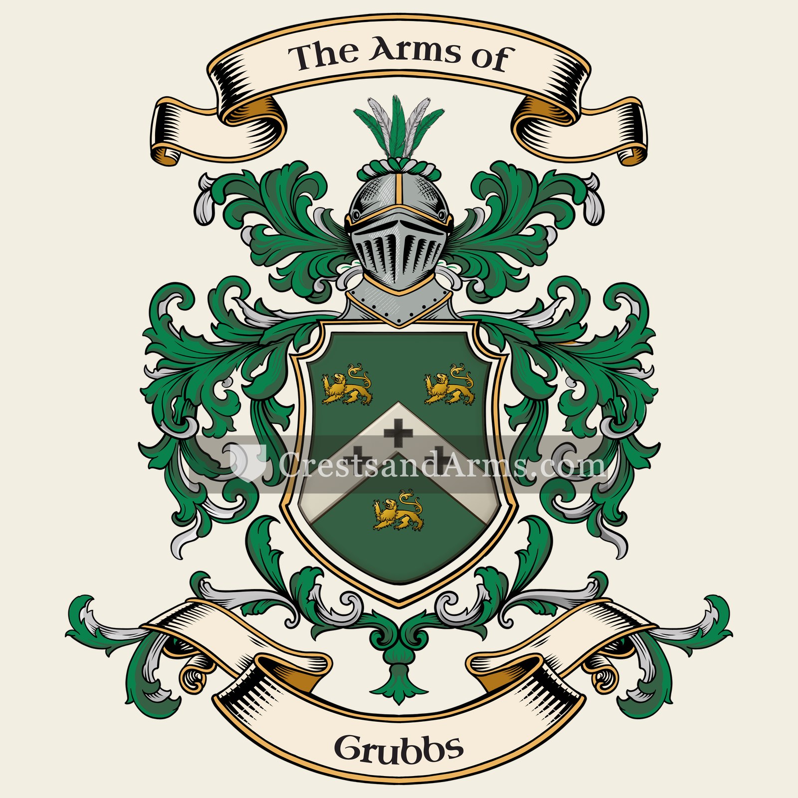 The Grubbs coat of arms, drawn from the recorded blazon