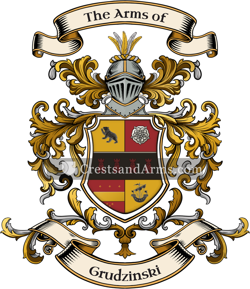 The Grudzinski coat of arms, drawn from the recorded blazon