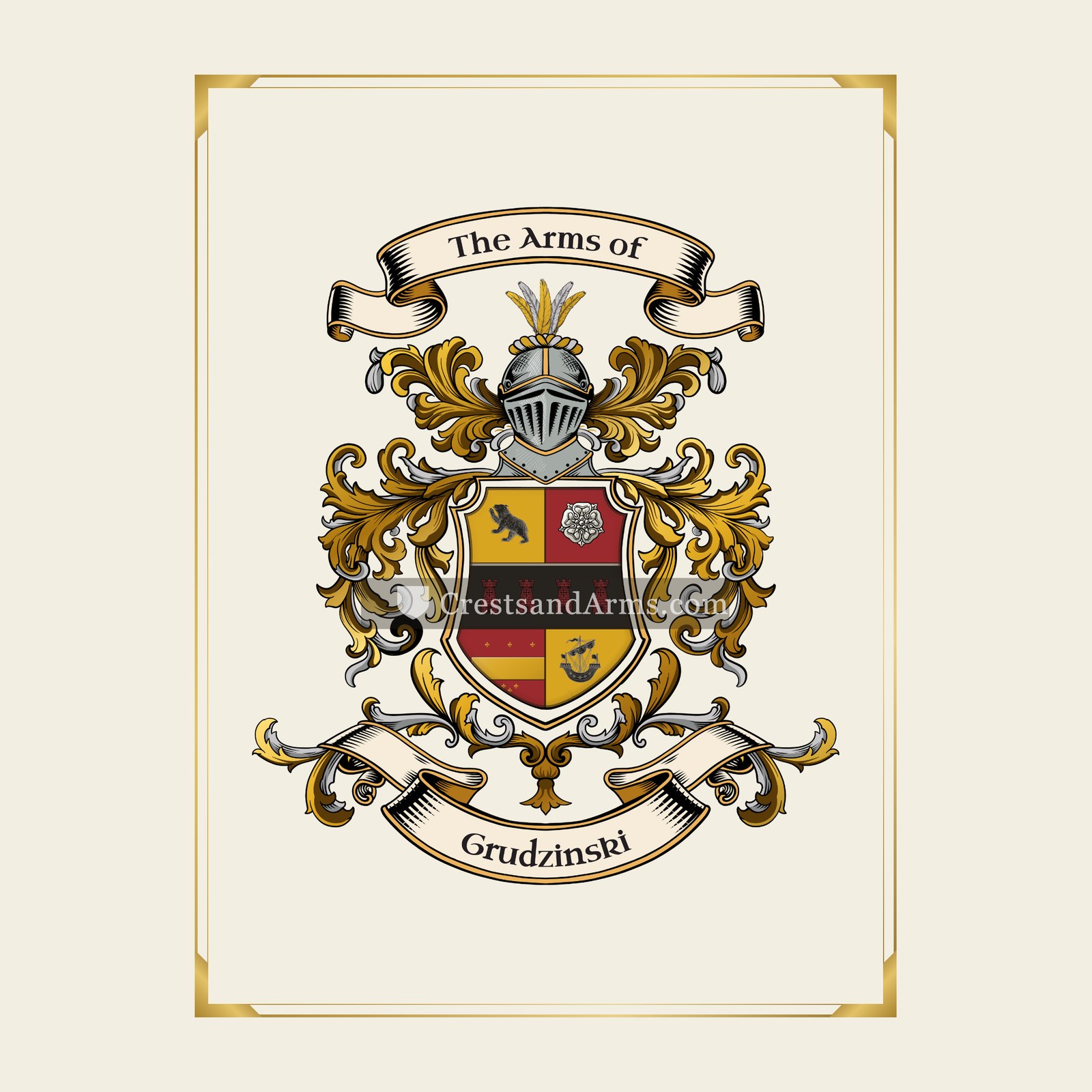 With gold border