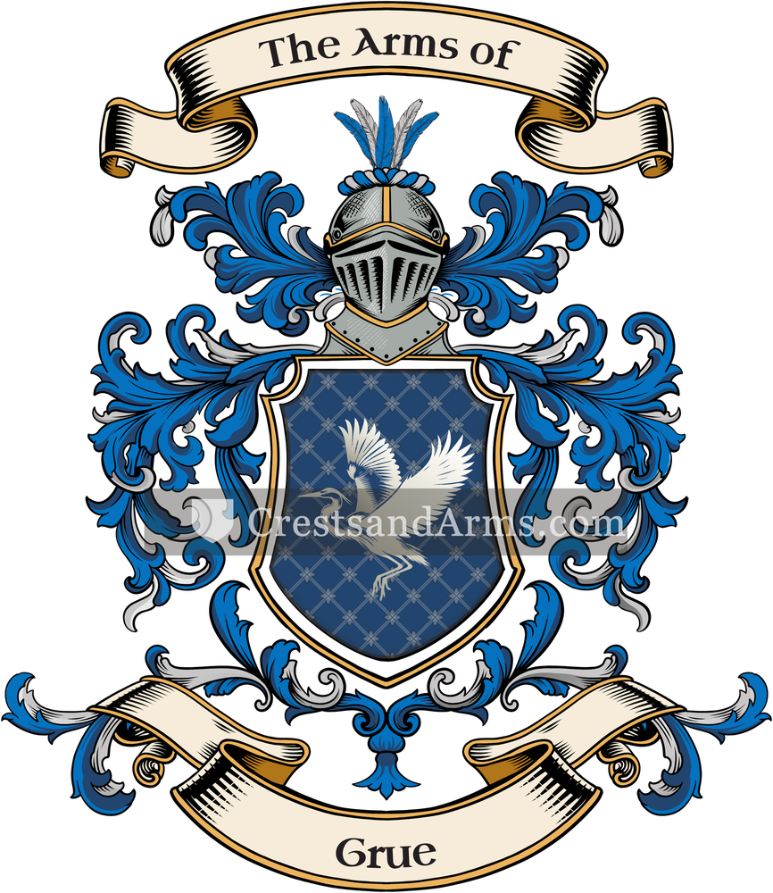 The Grue coat of arms, drawn from the recorded blazon