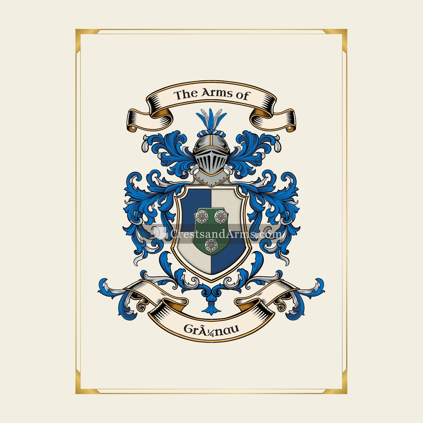 With gold border