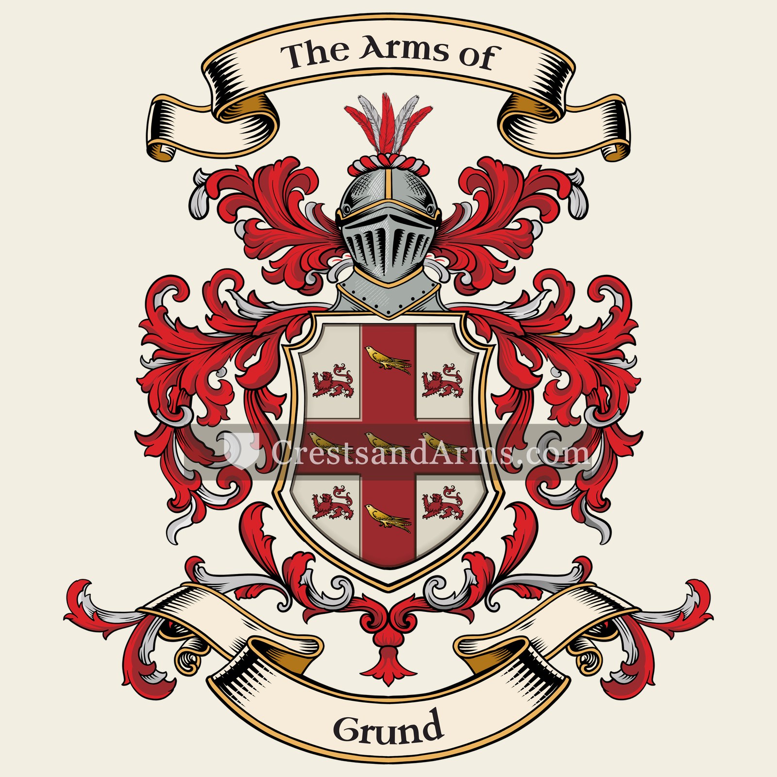 The Grund coat of arms, drawn from the recorded blazon