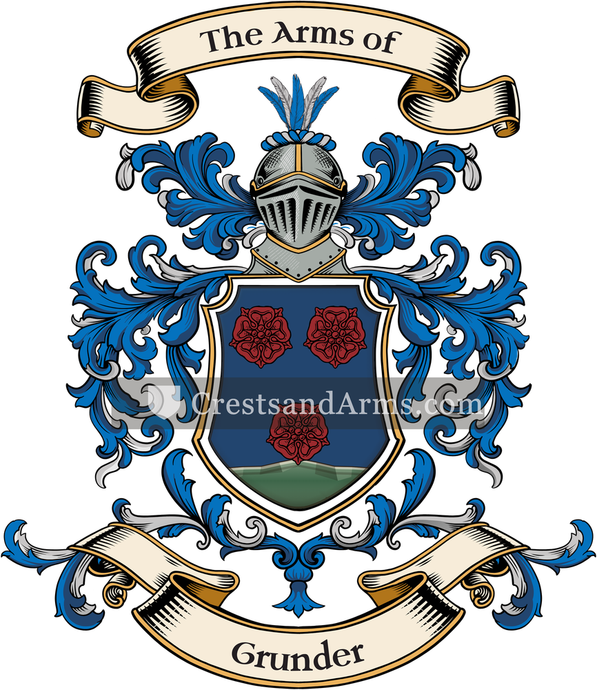 The Grunder coat of arms, drawn from the recorded blazon