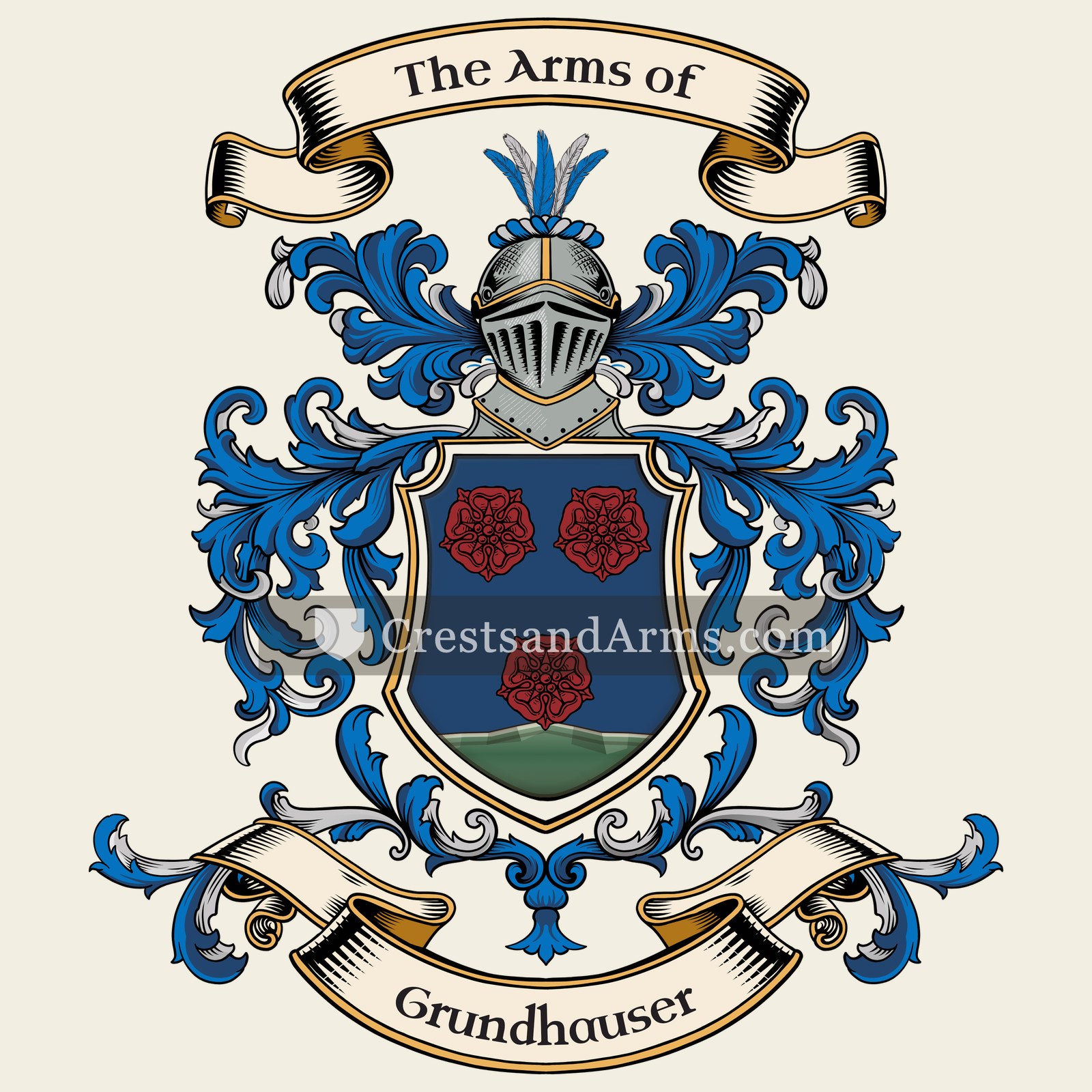 The Grundhauser coat of arms, drawn from the recorded blazon