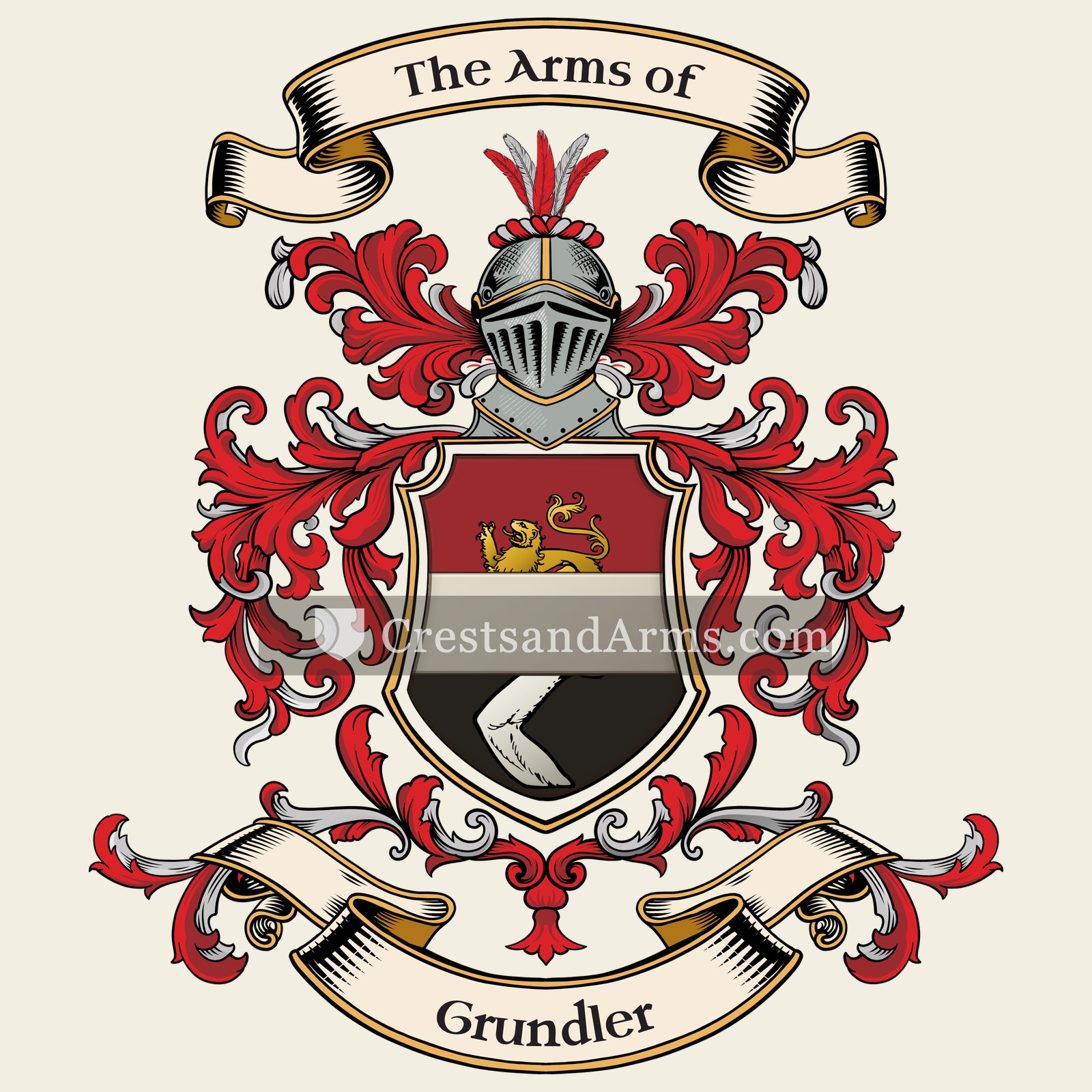 The Grundler coat of arms, drawn from the recorded blazon