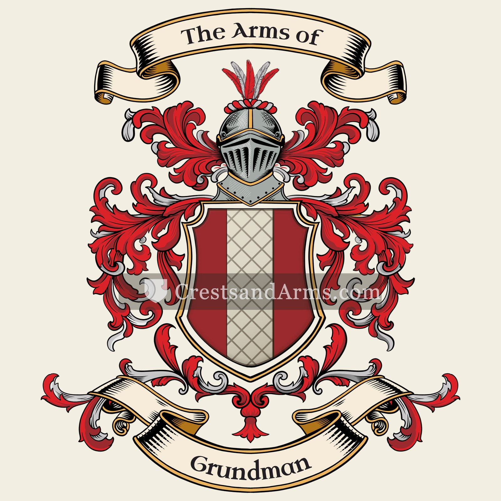 The Grundman coat of arms, drawn from the recorded blazon