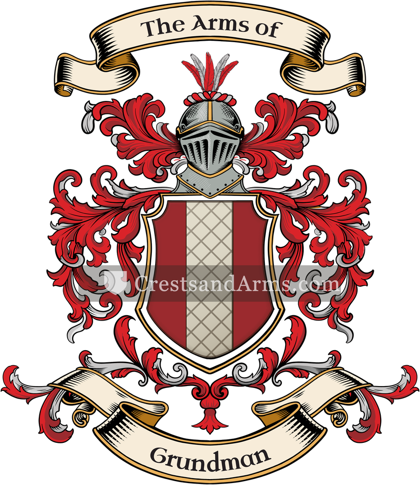 The Grundman coat of arms, drawn from the recorded blazon