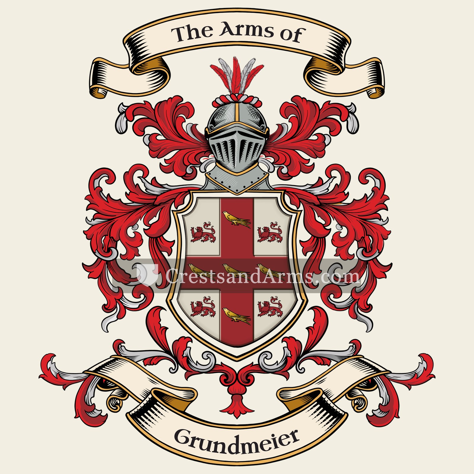 The Grundmeier coat of arms, drawn from the recorded blazon