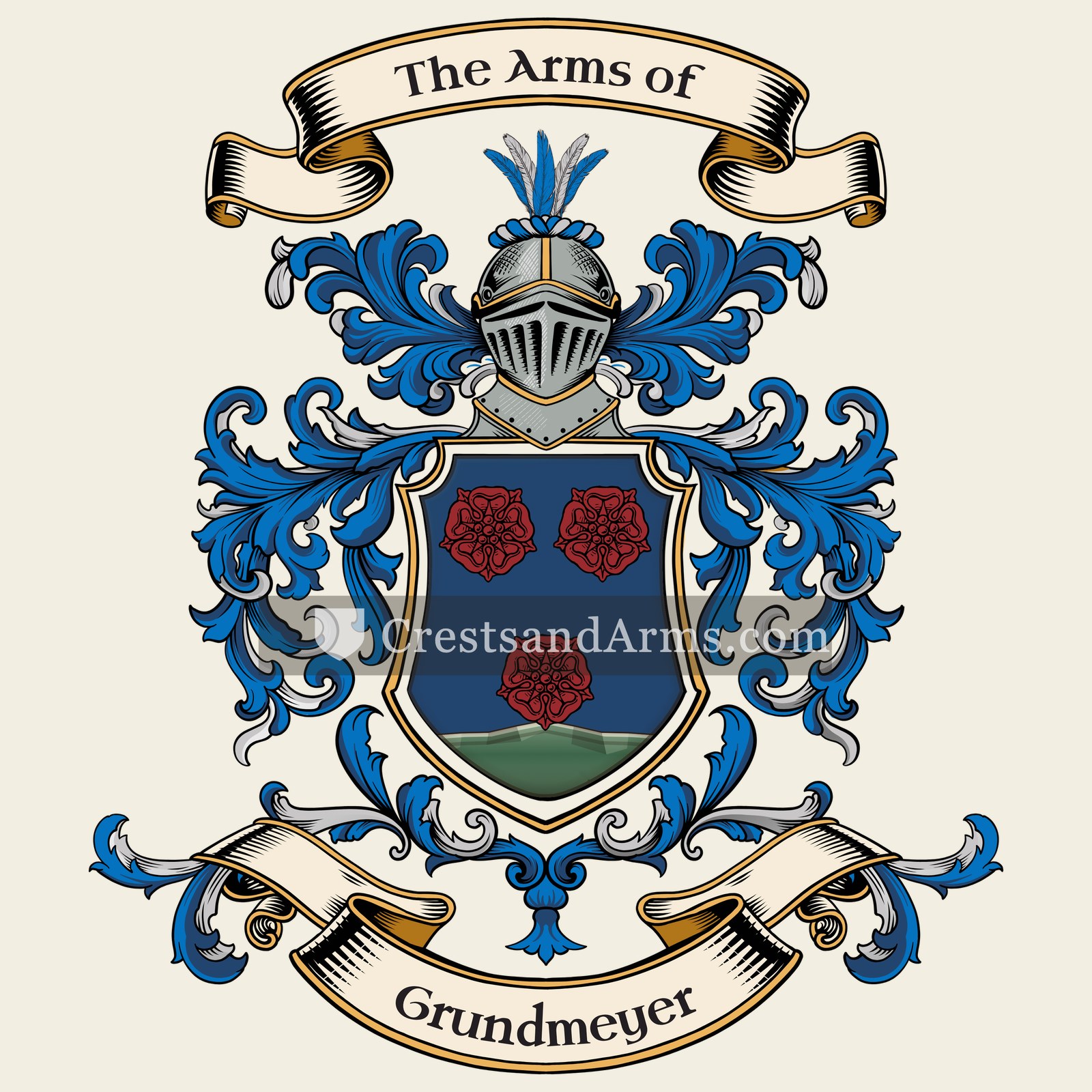 The Grundmeyer coat of arms, drawn from the recorded blazon