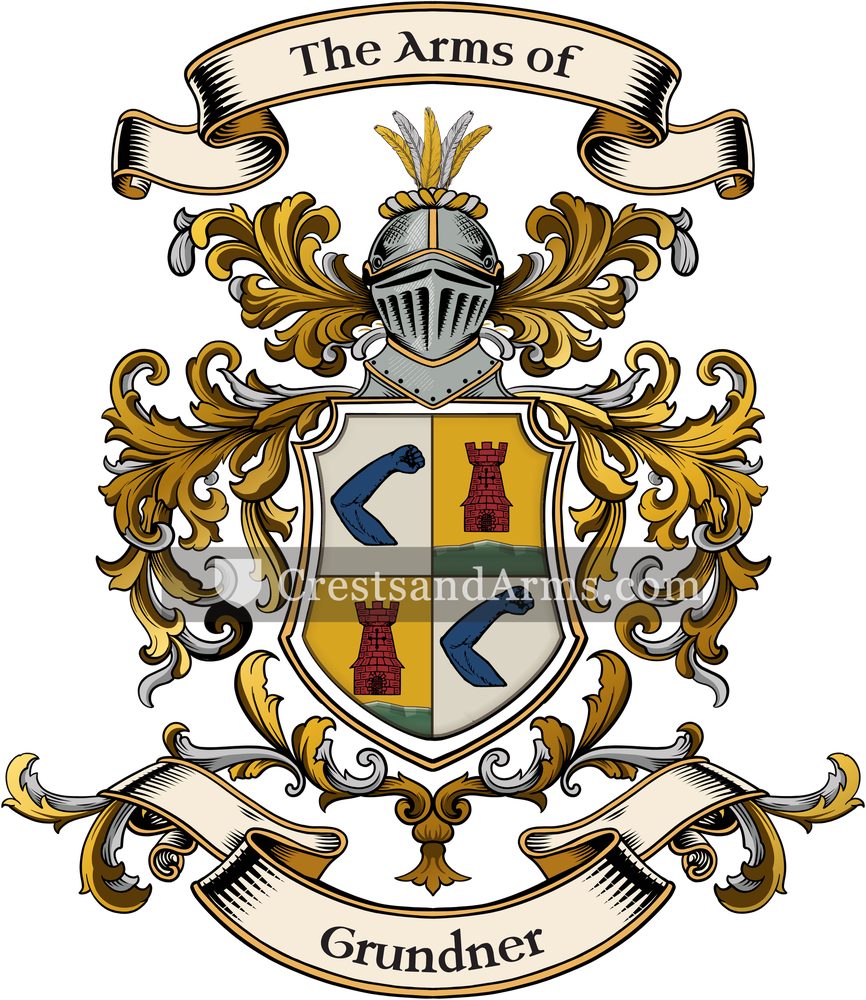 The Grundner coat of arms, drawn from the recorded blazon