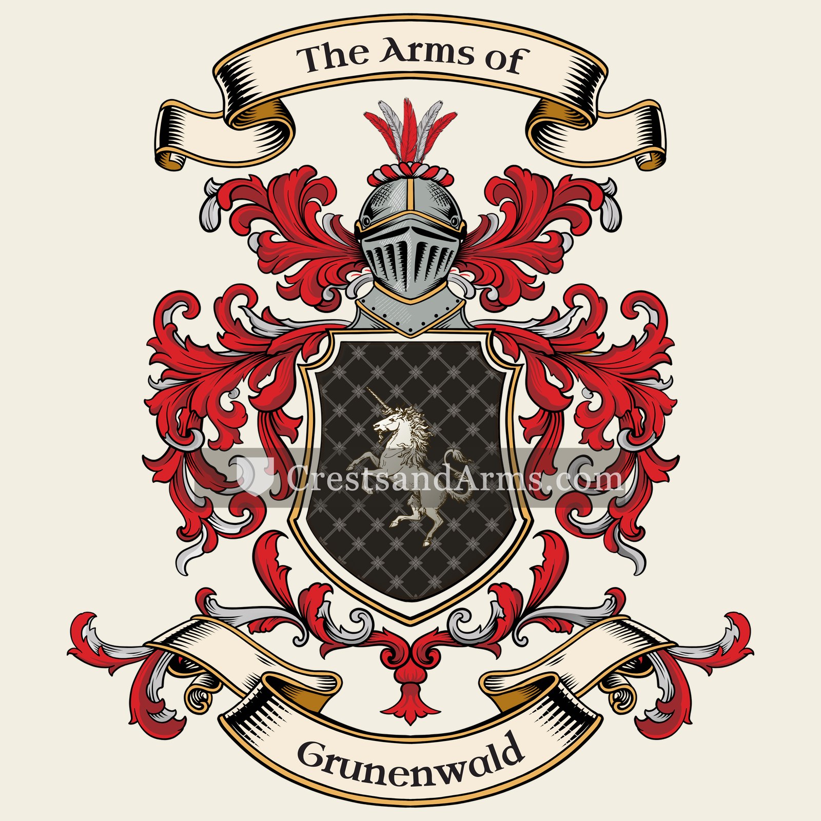 The Grunenwald coat of arms, drawn from the recorded blazon
