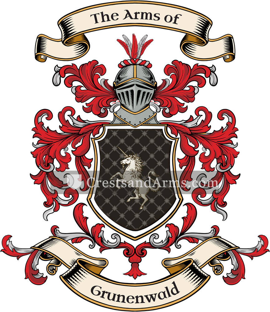 The Grunenwald coat of arms, drawn from the recorded blazon