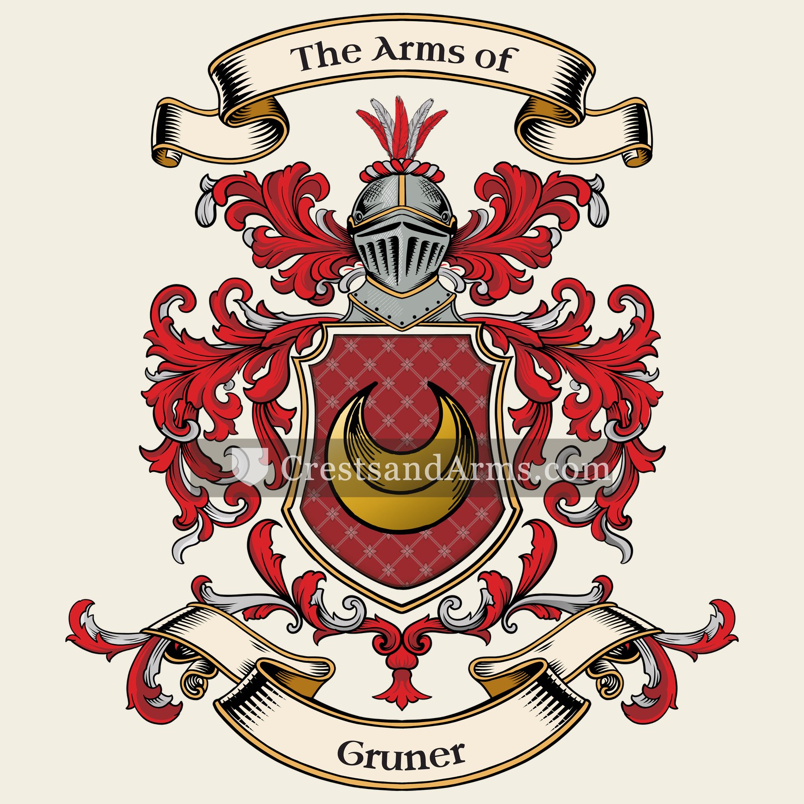 The Gruner coat of arms, drawn from the recorded blazon