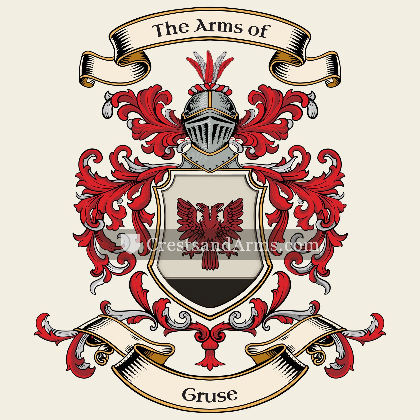 The Gruse coat of arms, drawn from the recorded blazon