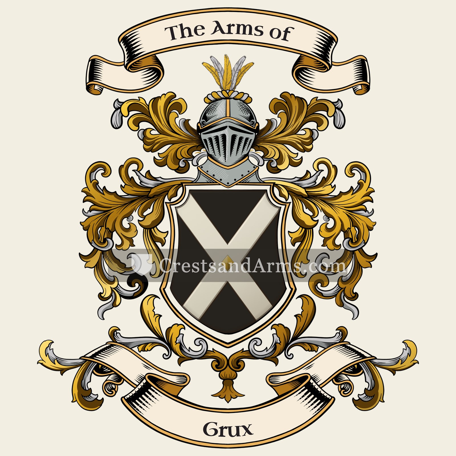 The Grux coat of arms, drawn from the recorded blazon
