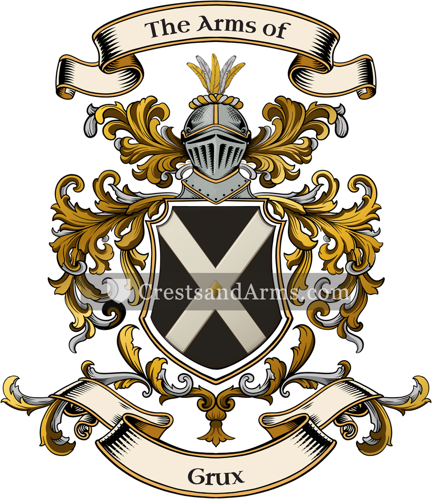 The Grux coat of arms, drawn from the recorded blazon