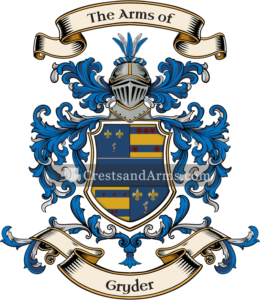 The Gryder coat of arms, drawn from the recorded blazon