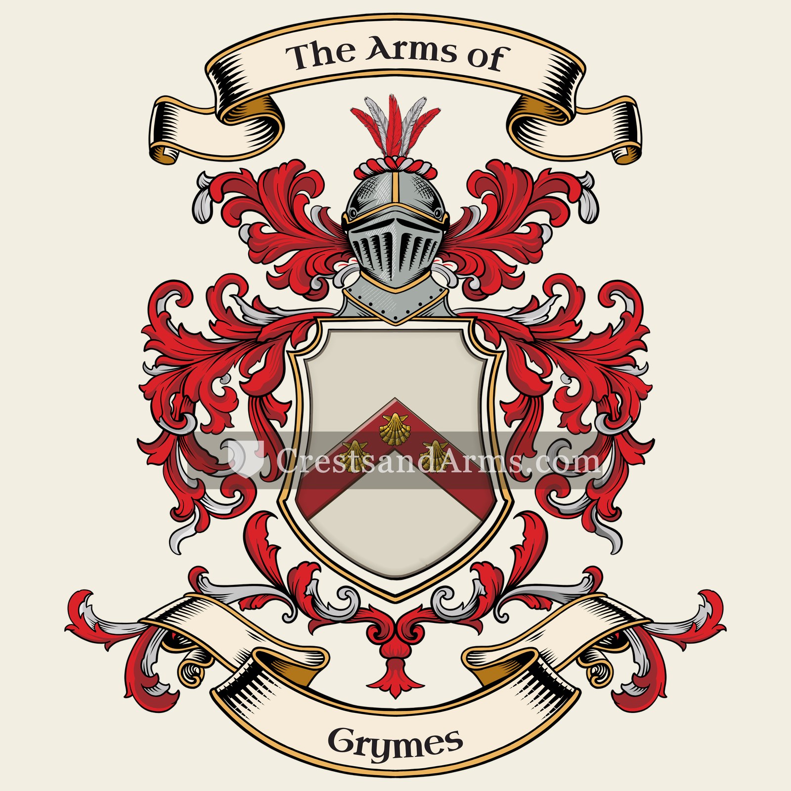 The Grymes coat of arms, drawn from the recorded blazon