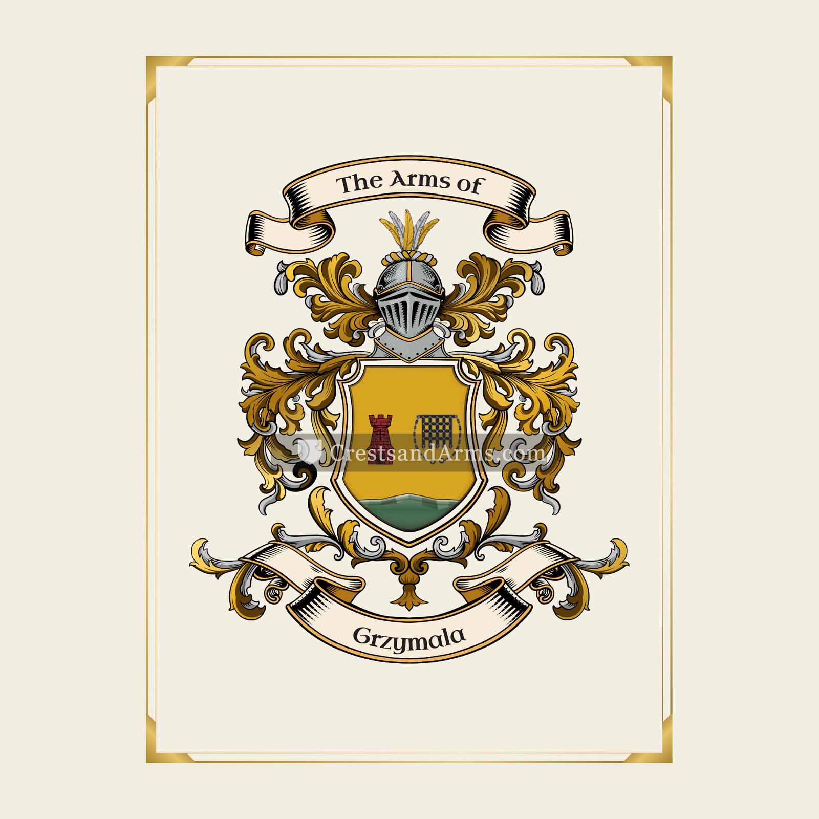 With gold border