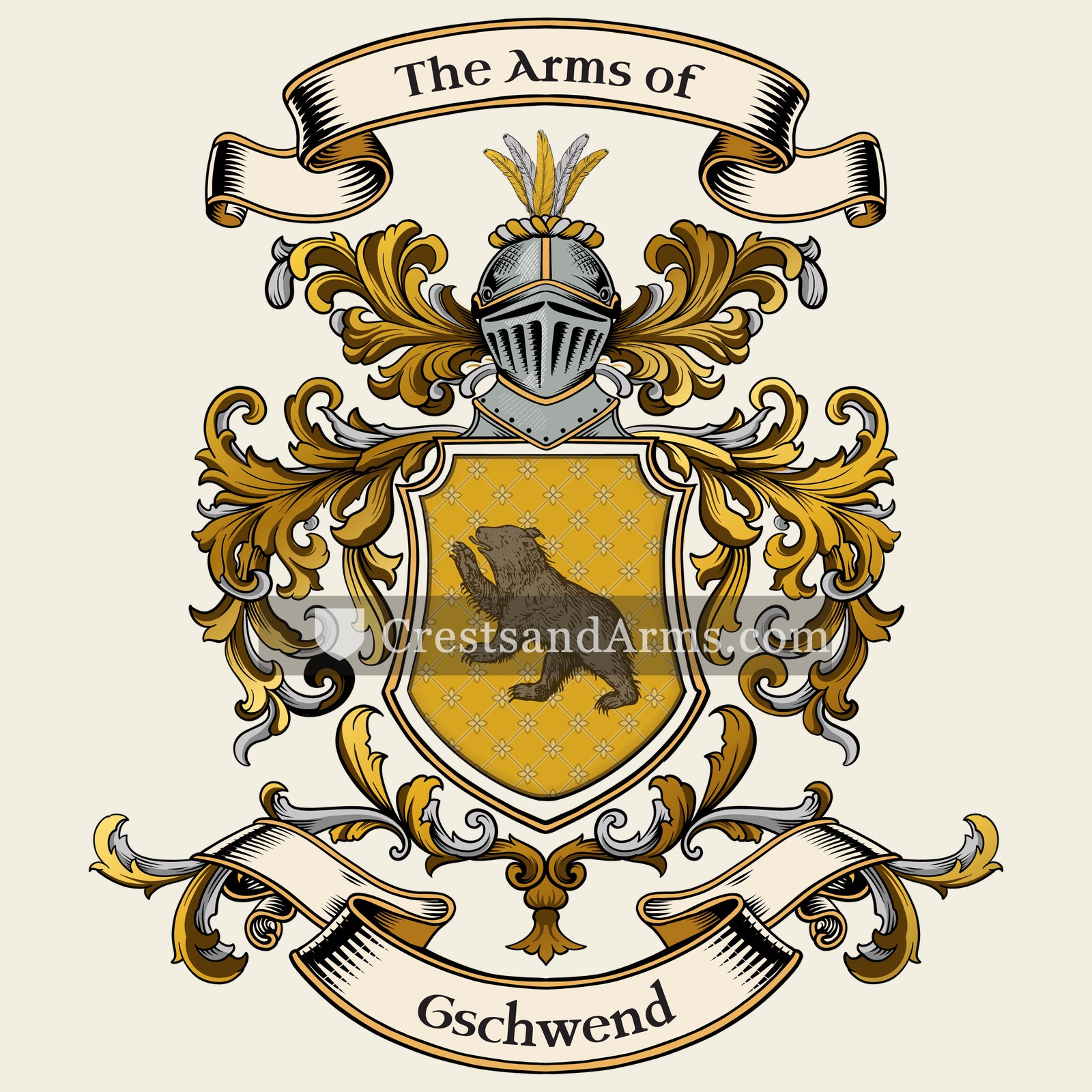 The Gschwend coat of arms, drawn from the recorded blazon