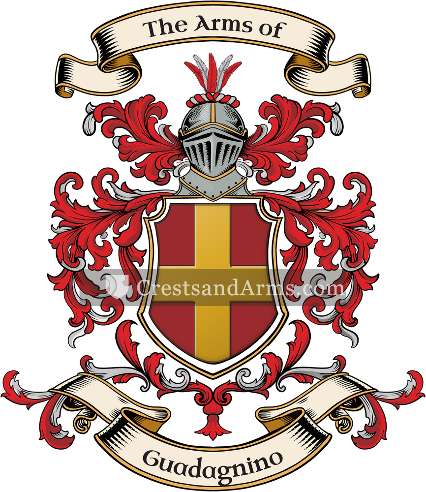 The Guadagnino coat of arms, drawn from the recorded blazon