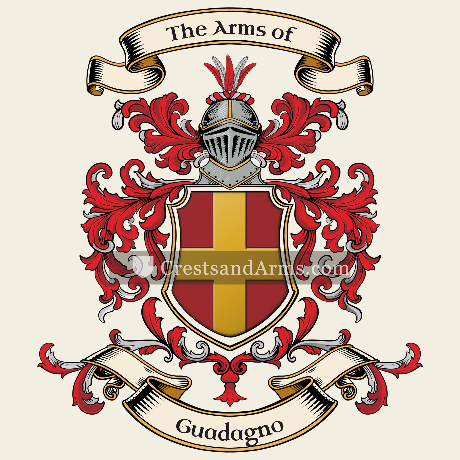 The Guadagno coat of arms, drawn from the recorded blazon
