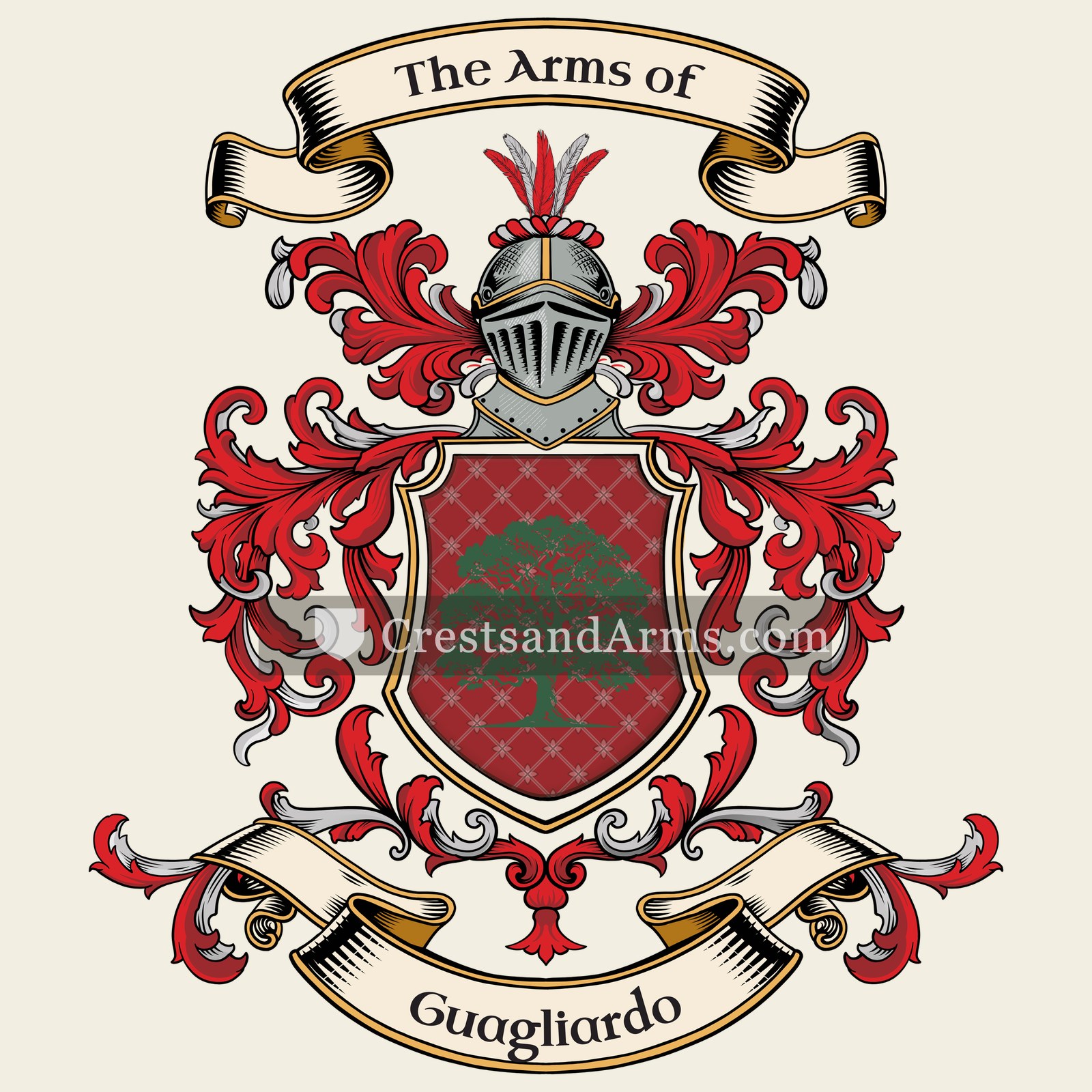 The Guagliardo coat of arms, drawn from the recorded blazon