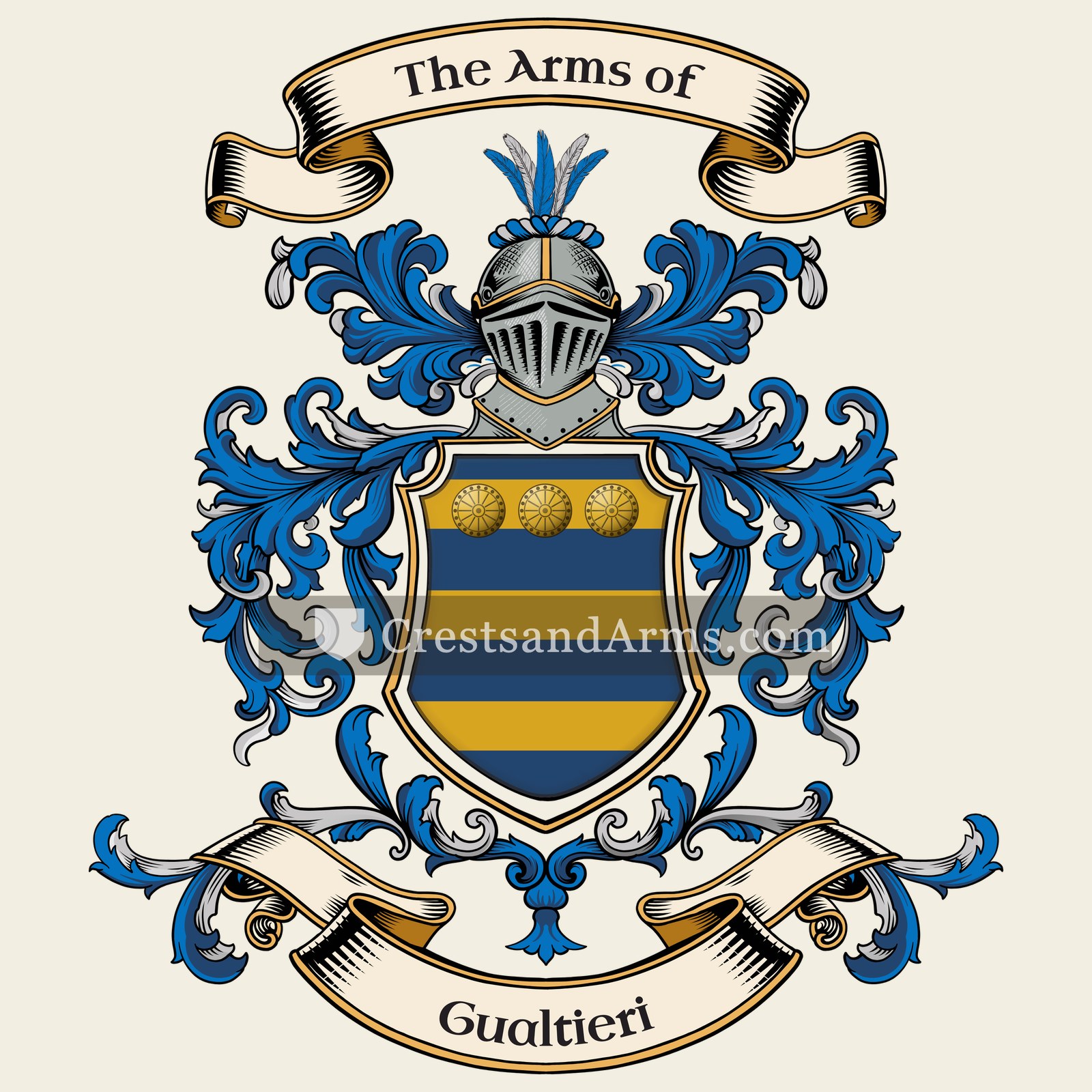 The Gualtieri coat of arms, drawn from the recorded blazon