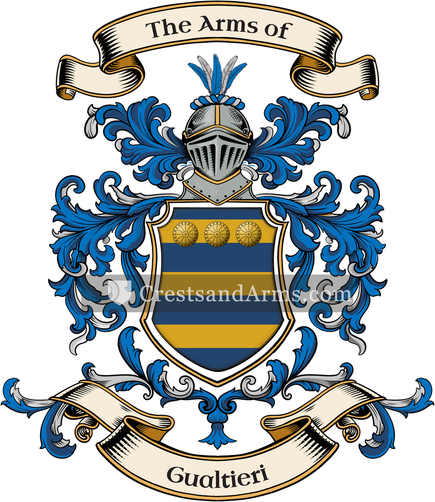 The Gualtieri coat of arms, drawn from the recorded blazon