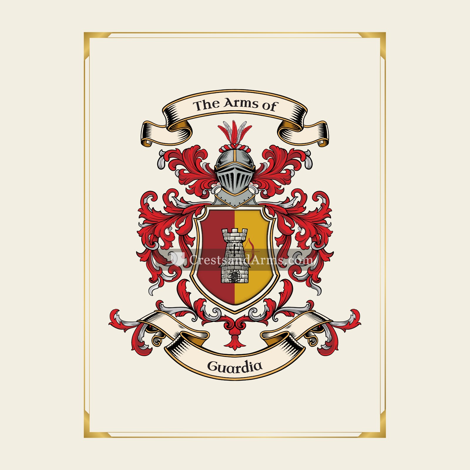 With gold border
